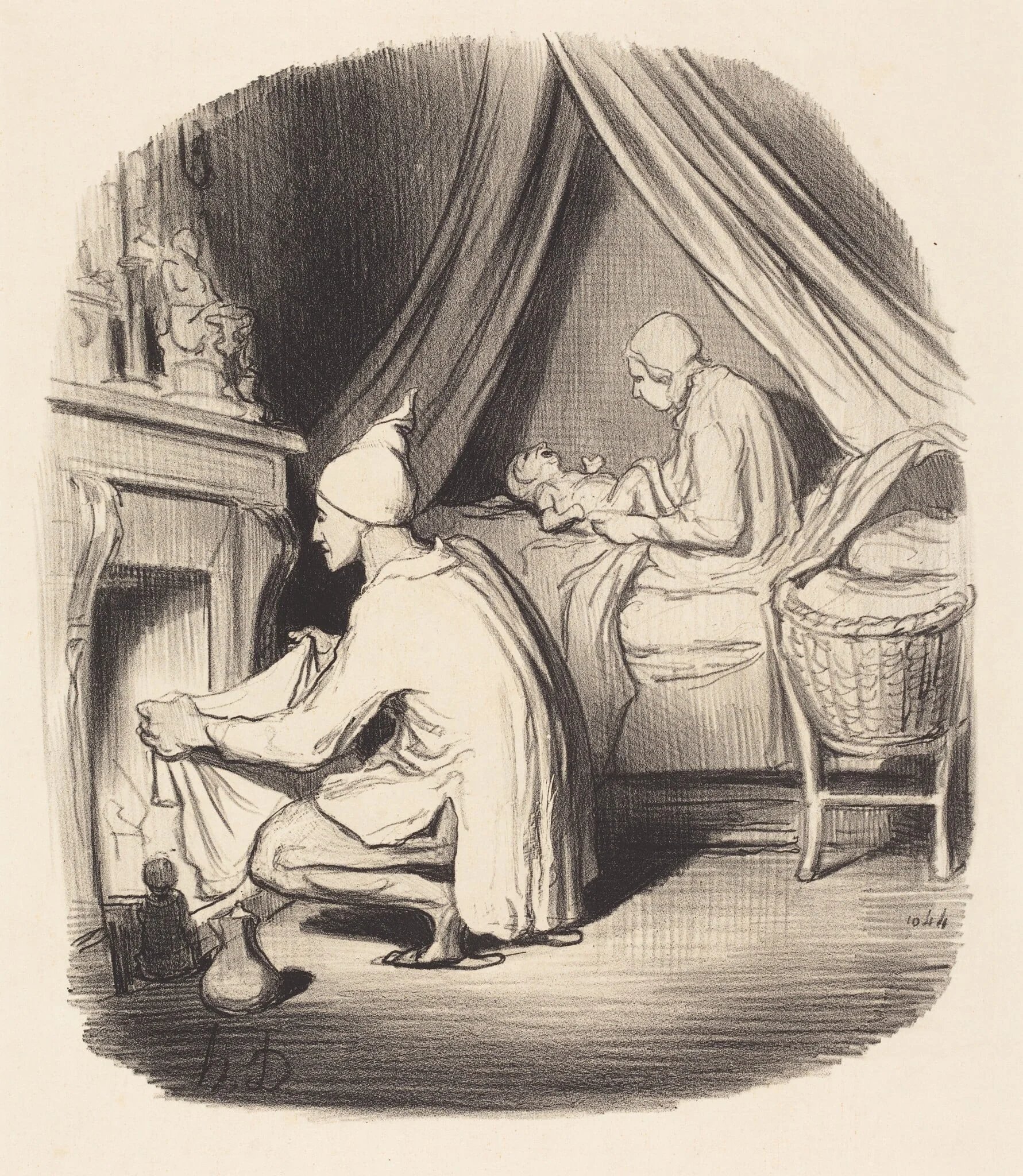 Une Nuit agitée, by Honoré Daumier, ink, 1847