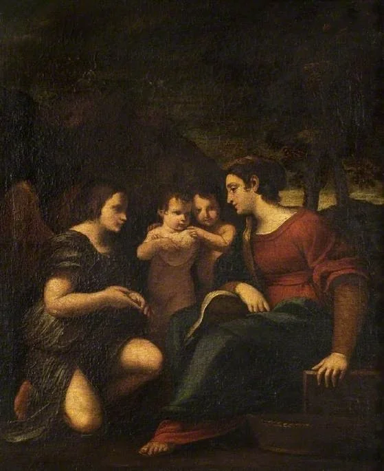 The Virgin with an Angel, the child Christ and St John the Baptist, by Luigi Amidano, oil, 1620