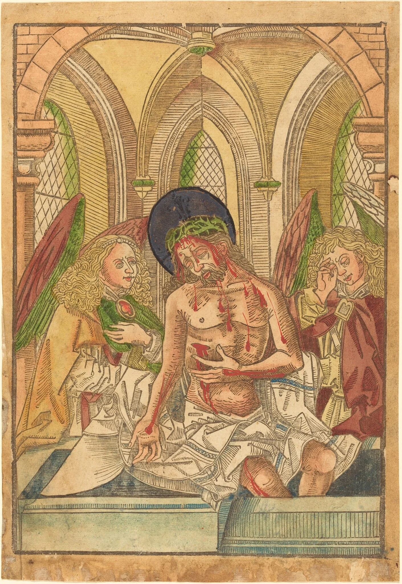Christ in the Tomb with Two Angels, by German 15th Century, ink, 1495