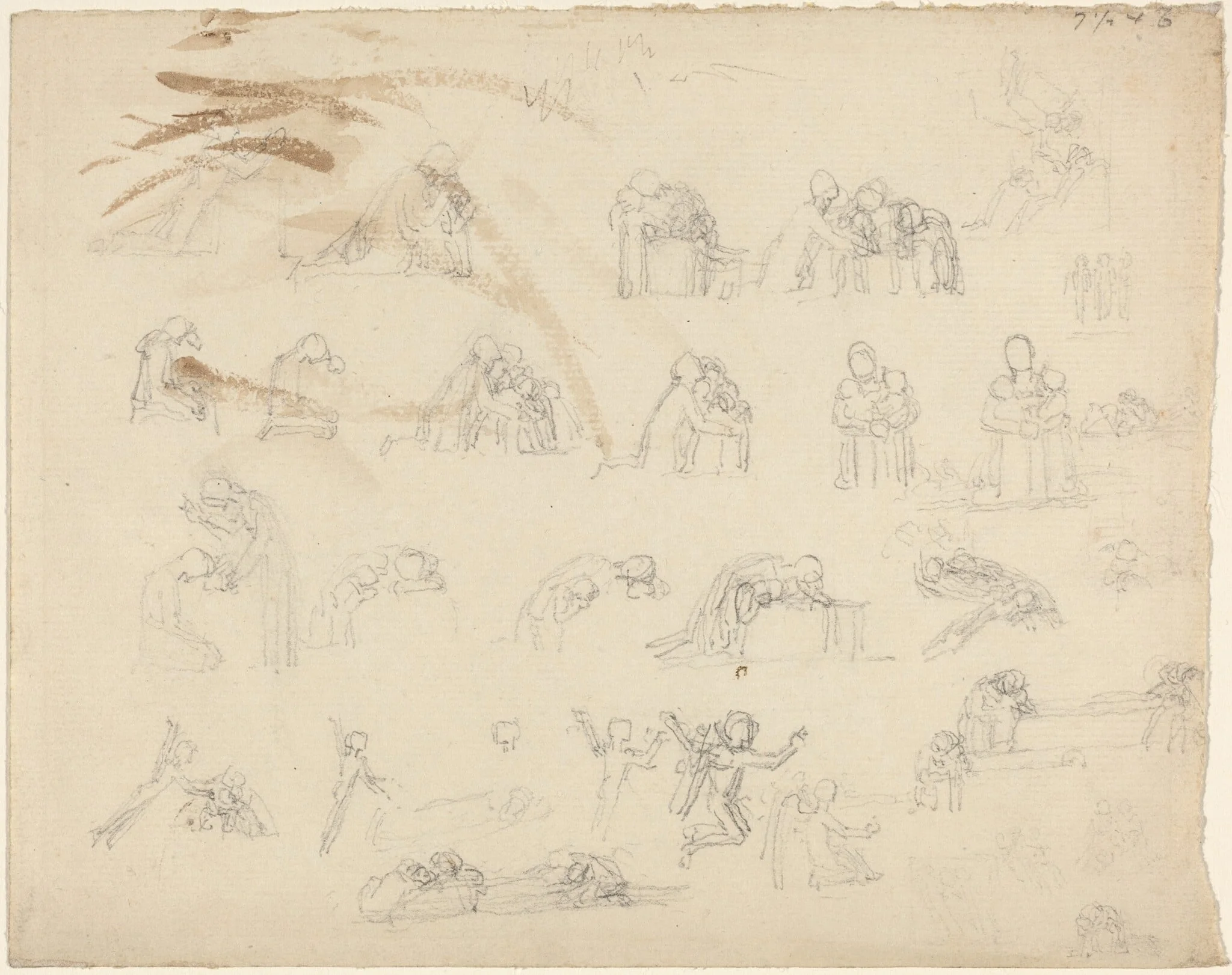 Sheet of Studies, by John Flaxman, graphite, 1790