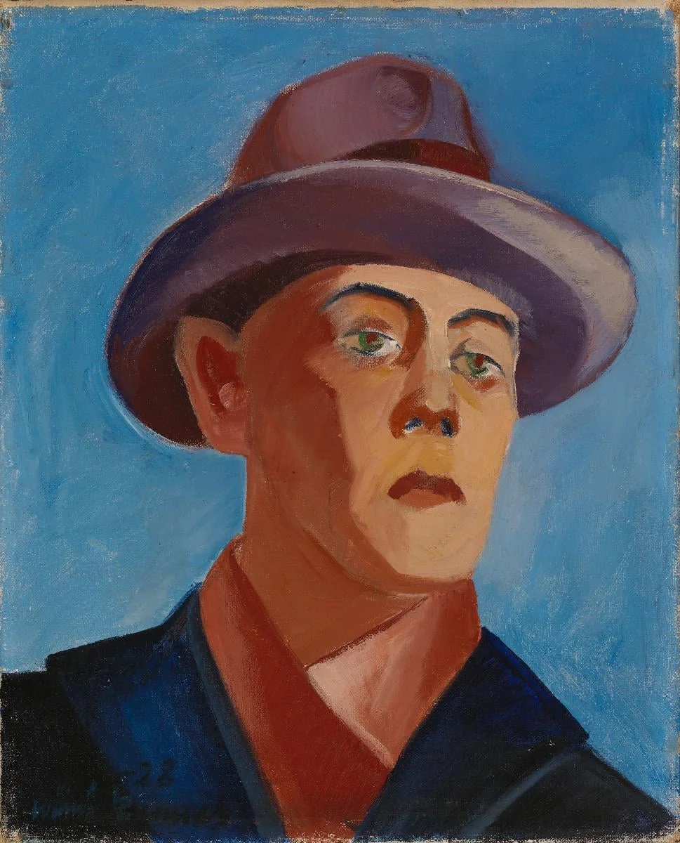 Omakuva hattu päässä, by Väinö Kunnas, unspecified, 1922