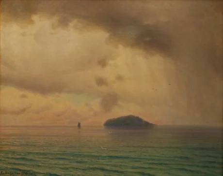 Rainy day in Sevan, by Gevorg Bashinjaghian, oil, 1900