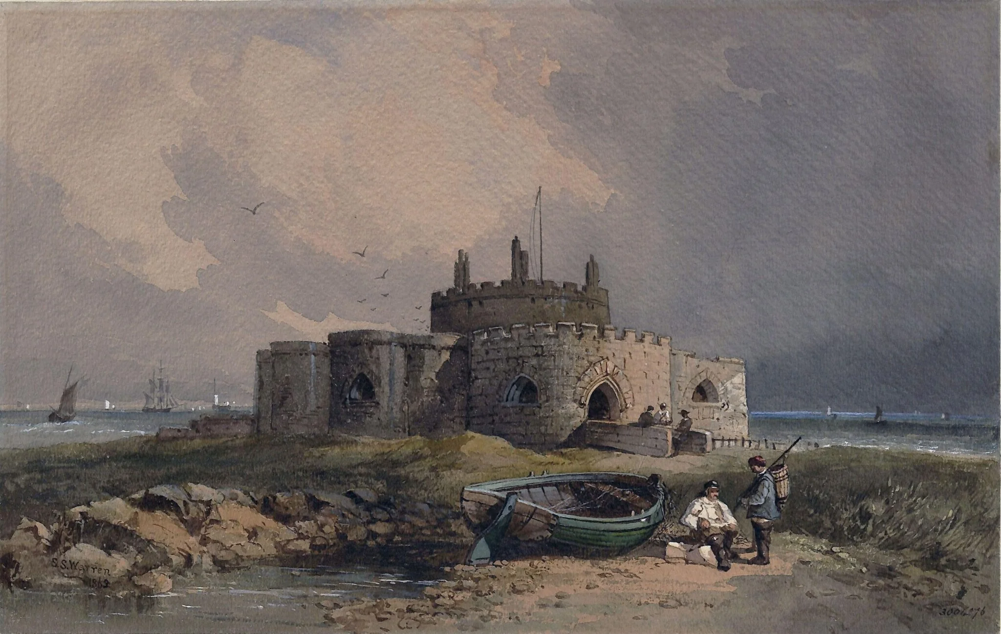 A Fort on the Shore', by Sophy Warren, watercolor, 1862