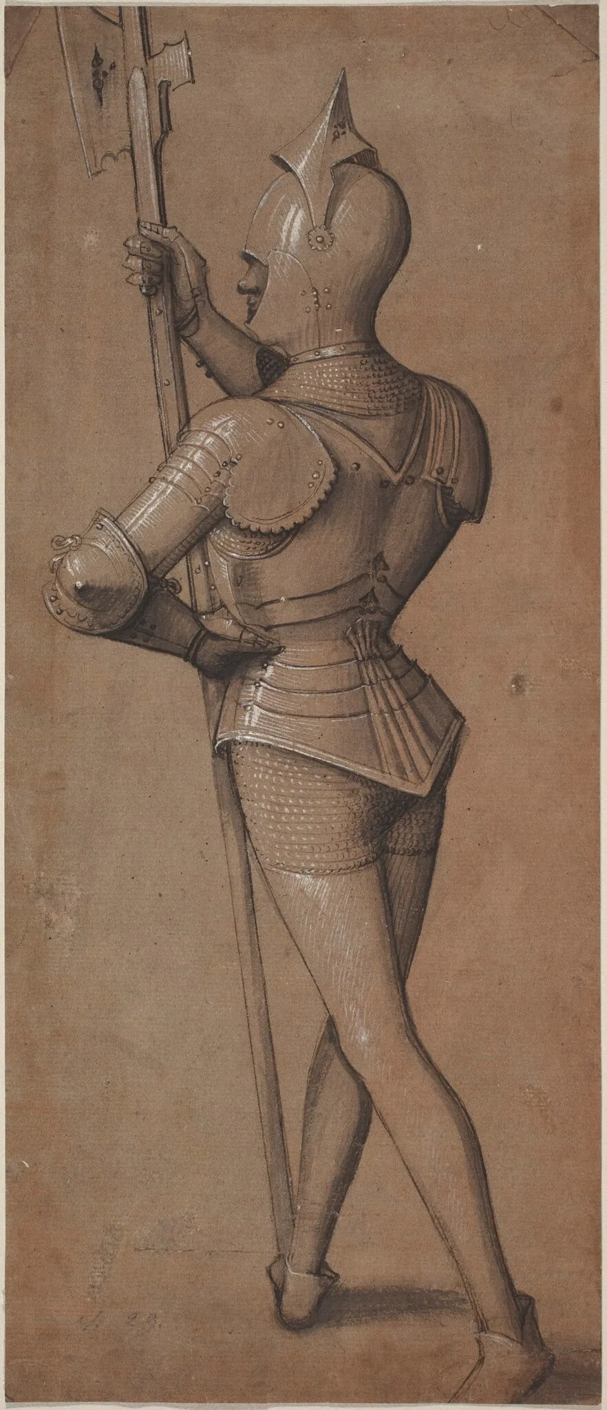 Knight in Armor, Holding a Halberd