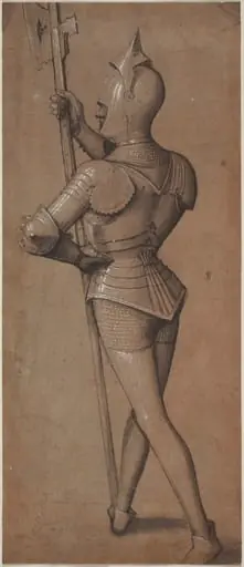 Knight in Armor, Holding a Halberd