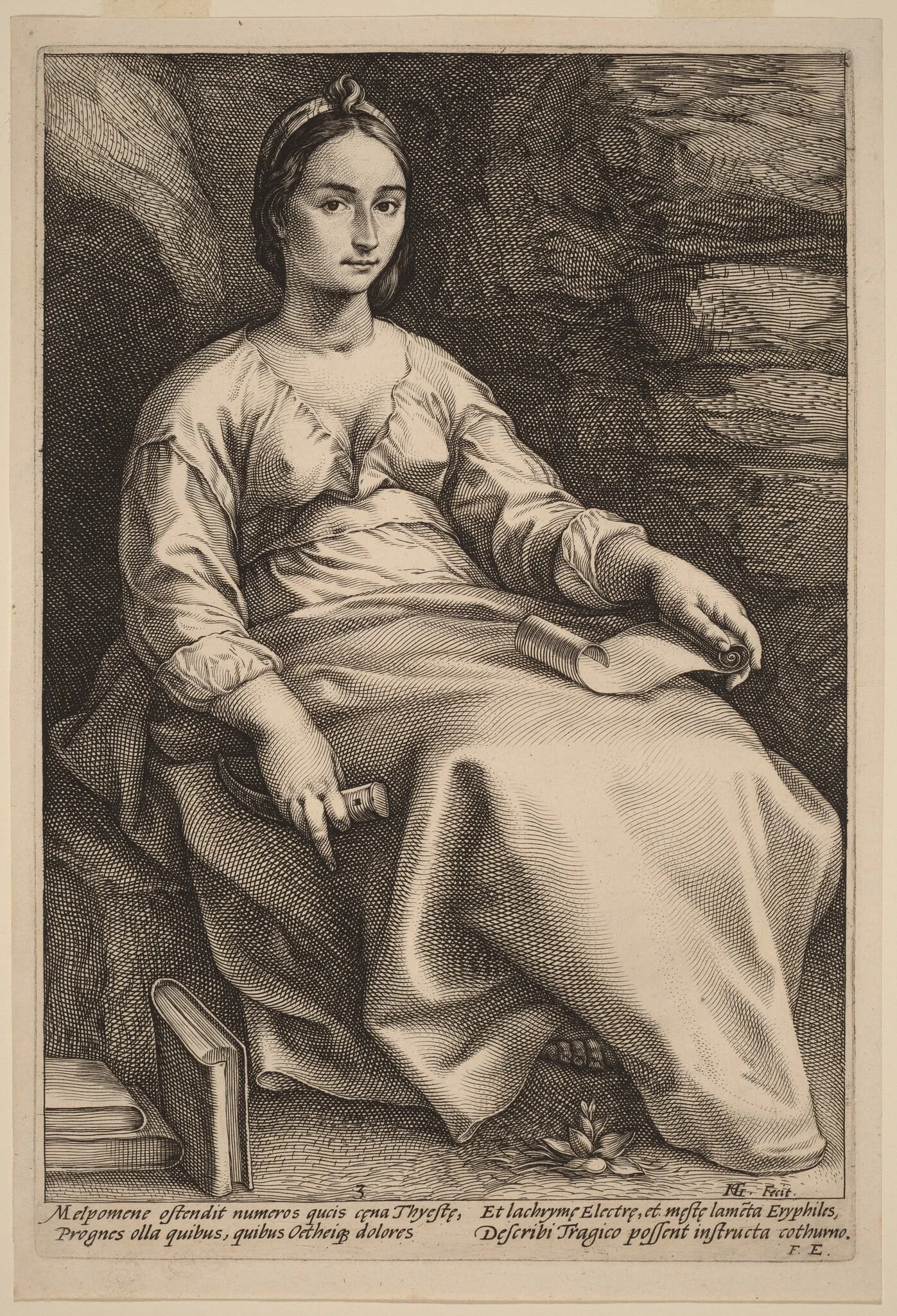 Melpomene, by Hendrik Goltzius, ink, 1592