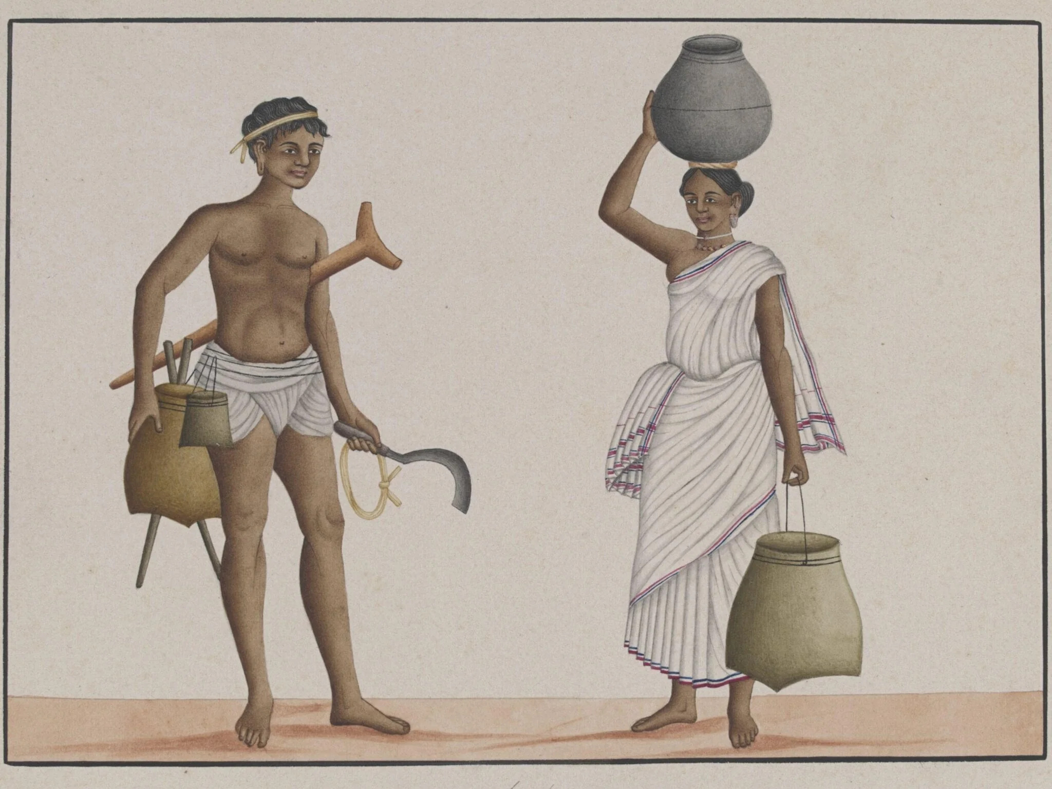 Toddy-tappers, by Unknown, paint, 1830