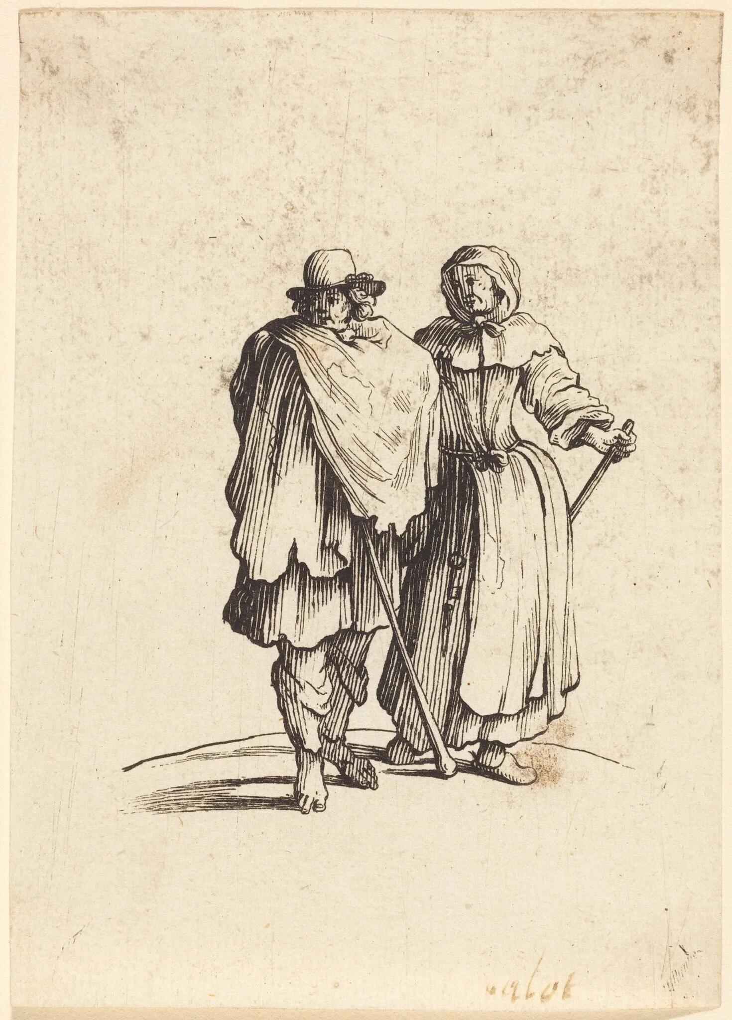 Beggar Couple, by French 17th Century, ink, 1601