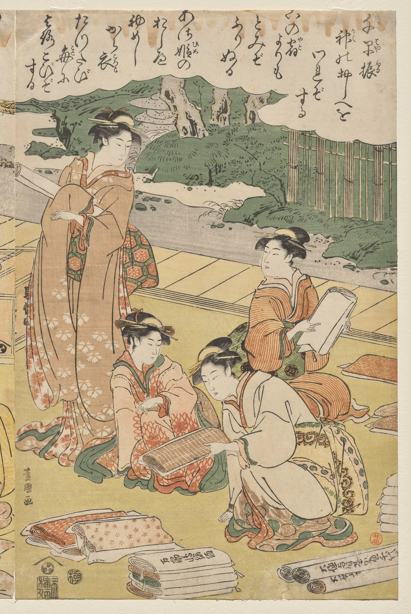 Women Making Clothing, by Utagawa Toyokuni I, 1794