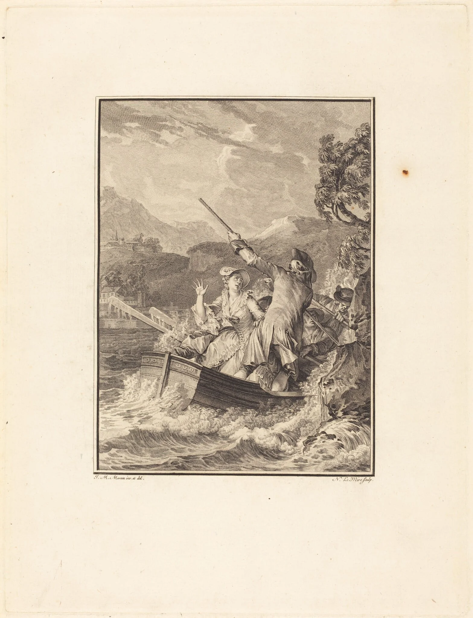 La barque, by Noël Le Mire, ink, 1777