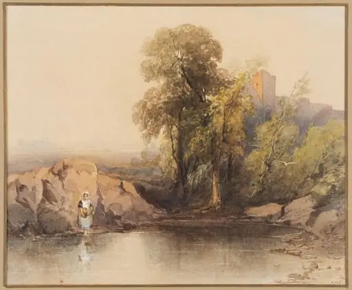 Pond and trees sunset