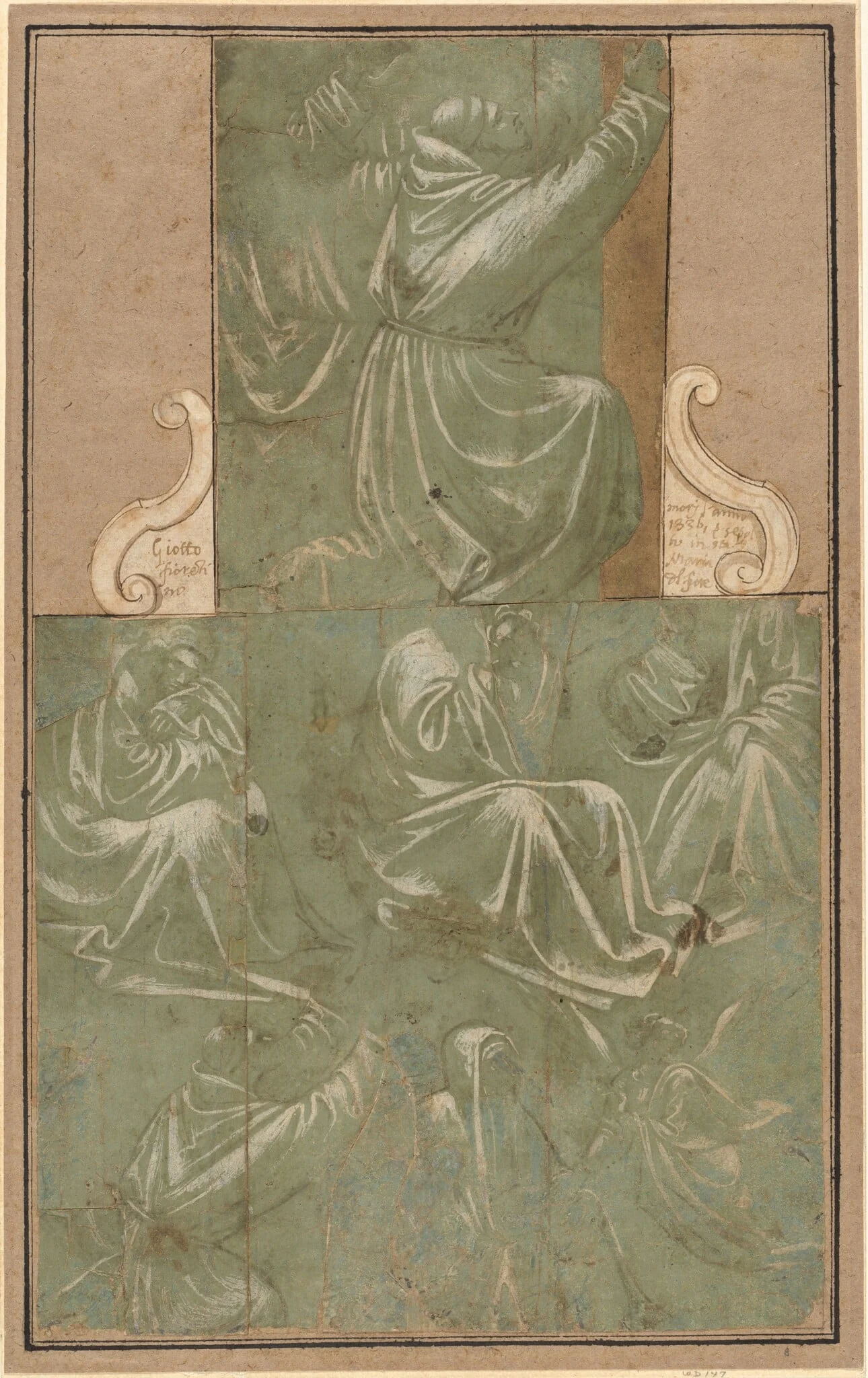 Studies of Saint Francis Kneeling and Other Figures, by Florentine 15th Century, 1400