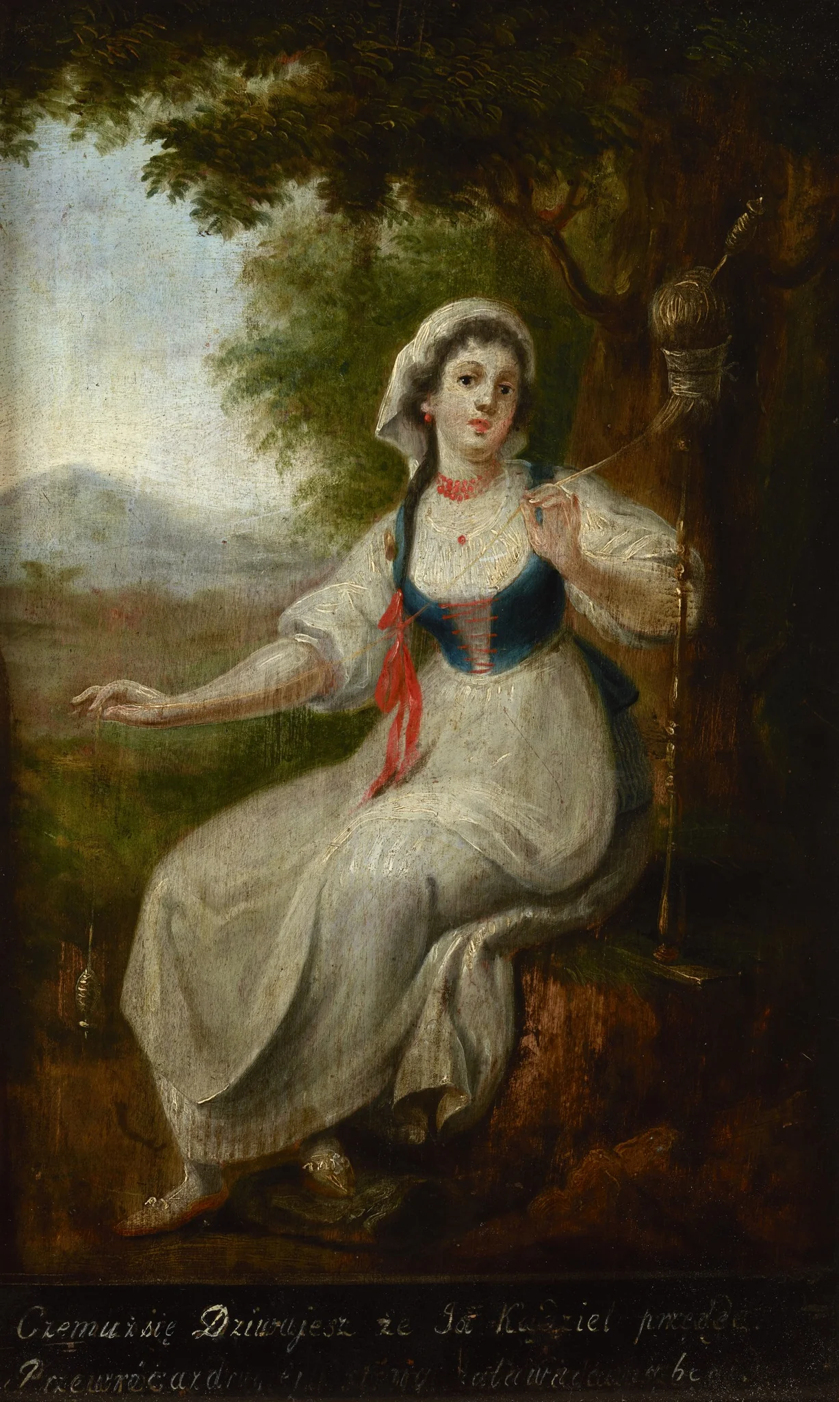 Spinner at Her Work, by Michał Stachowicz, oil, 1806