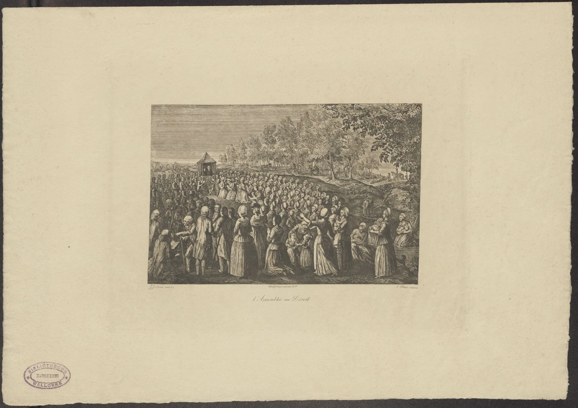 History print: congregation in the desert, by Bernardo Bellotto, 1775