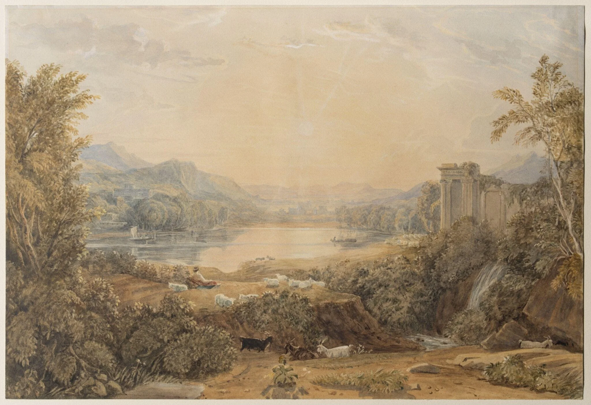 Landscape Composition, by Barret, watercolor, 1790