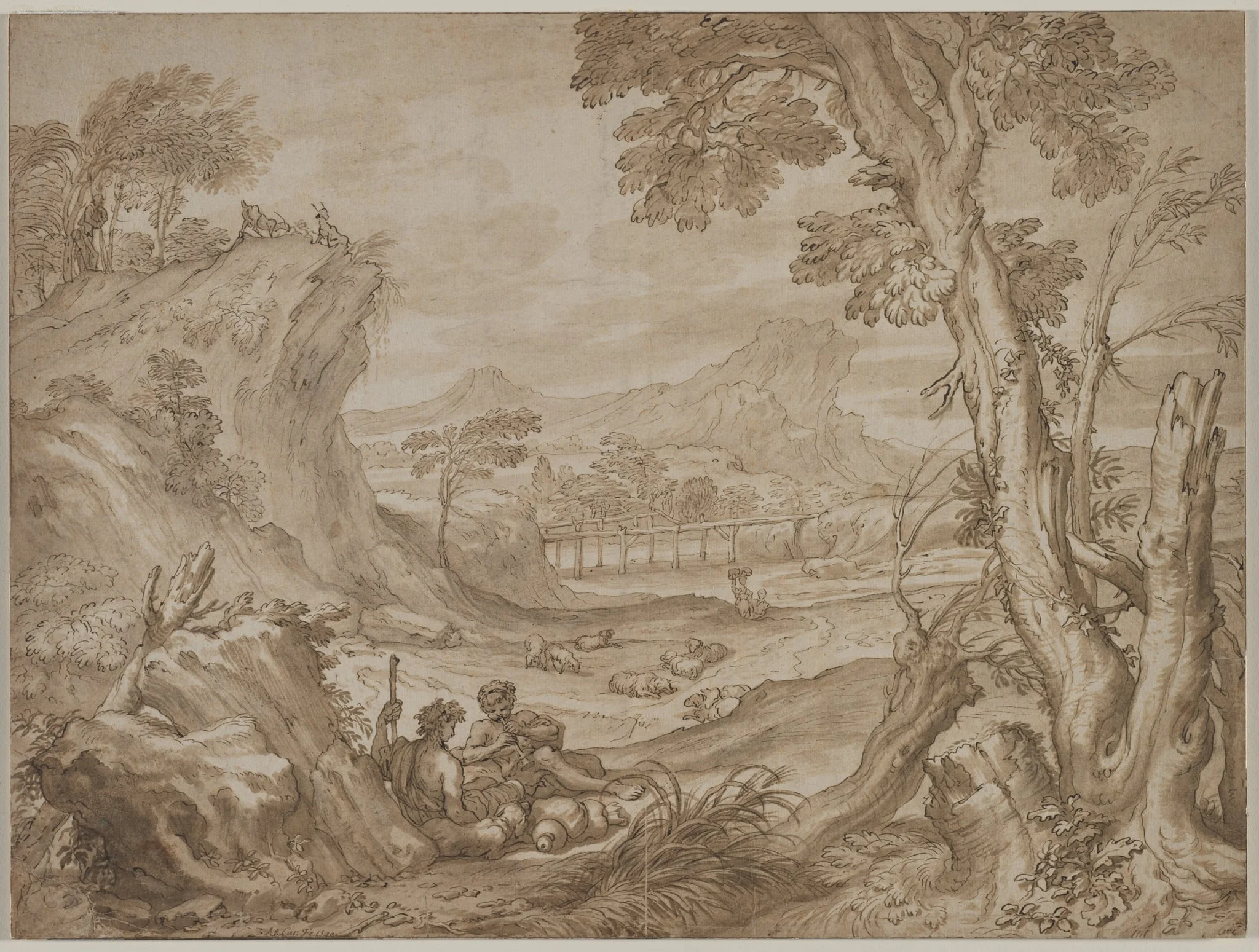 Landscape with Shepherds, by Domenico Piola, 1700