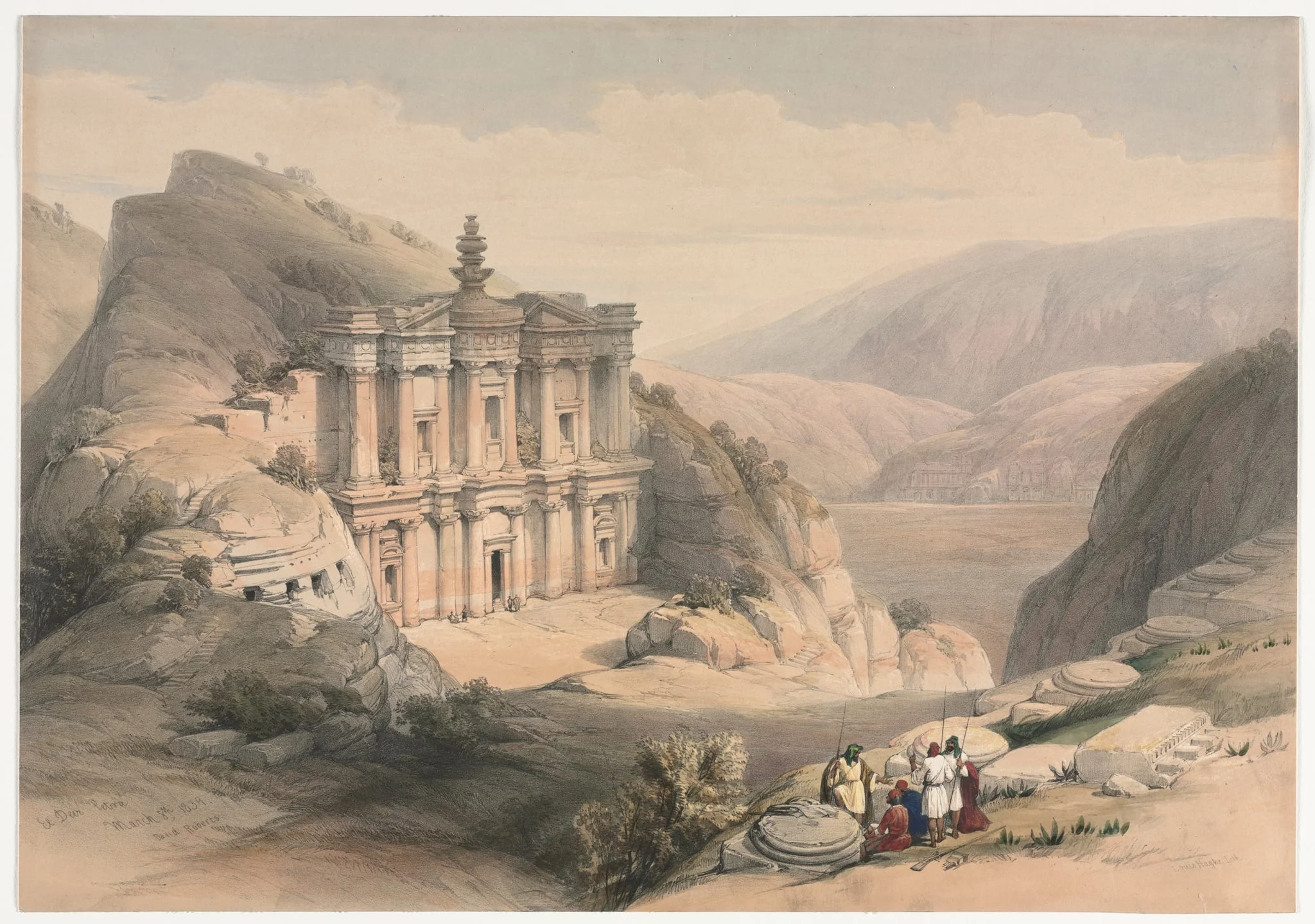 El Deir Petra, by David Roberts, 1839