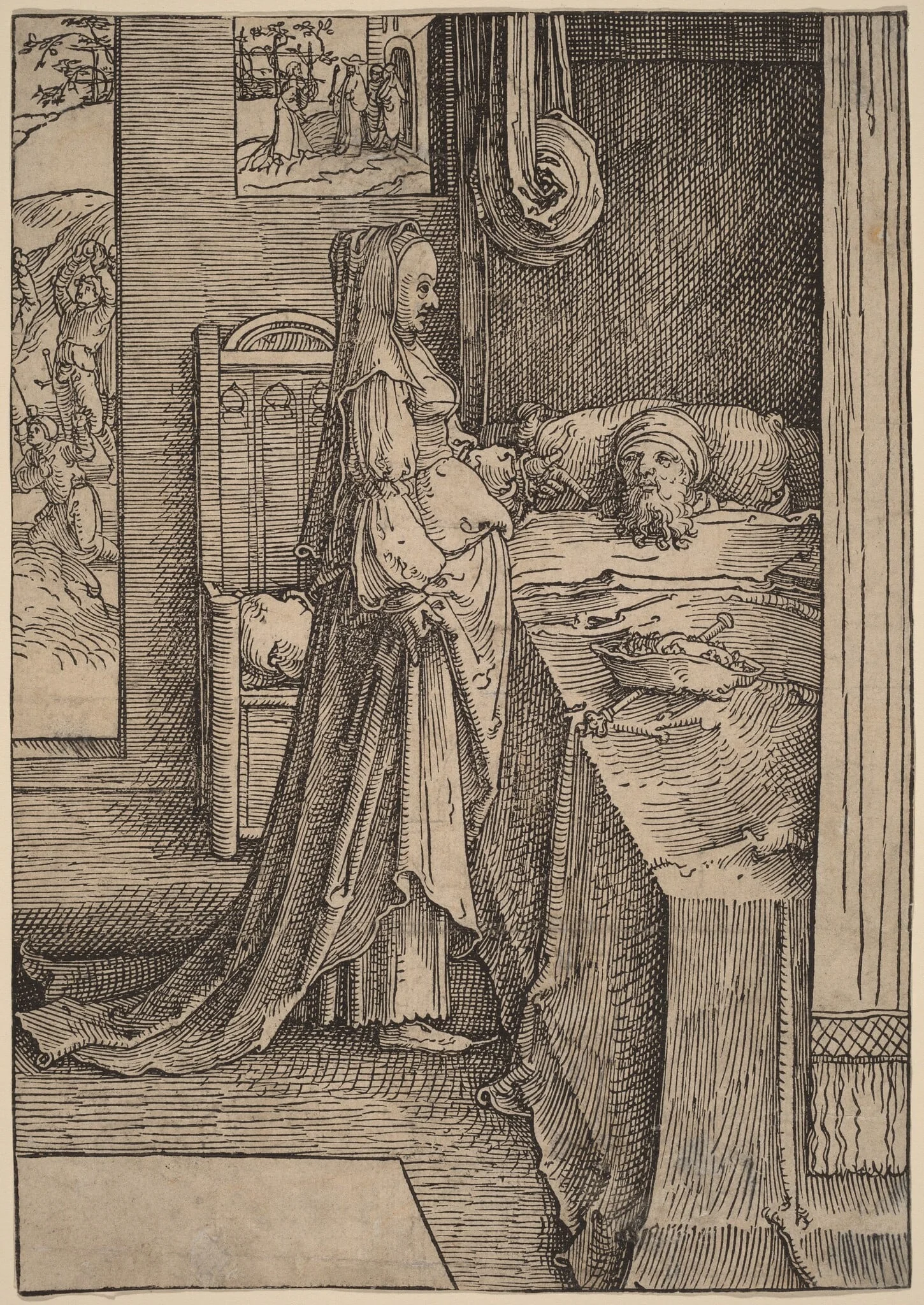 Jezebel and Ahab, by Lucas van Leyden, ink, 1518