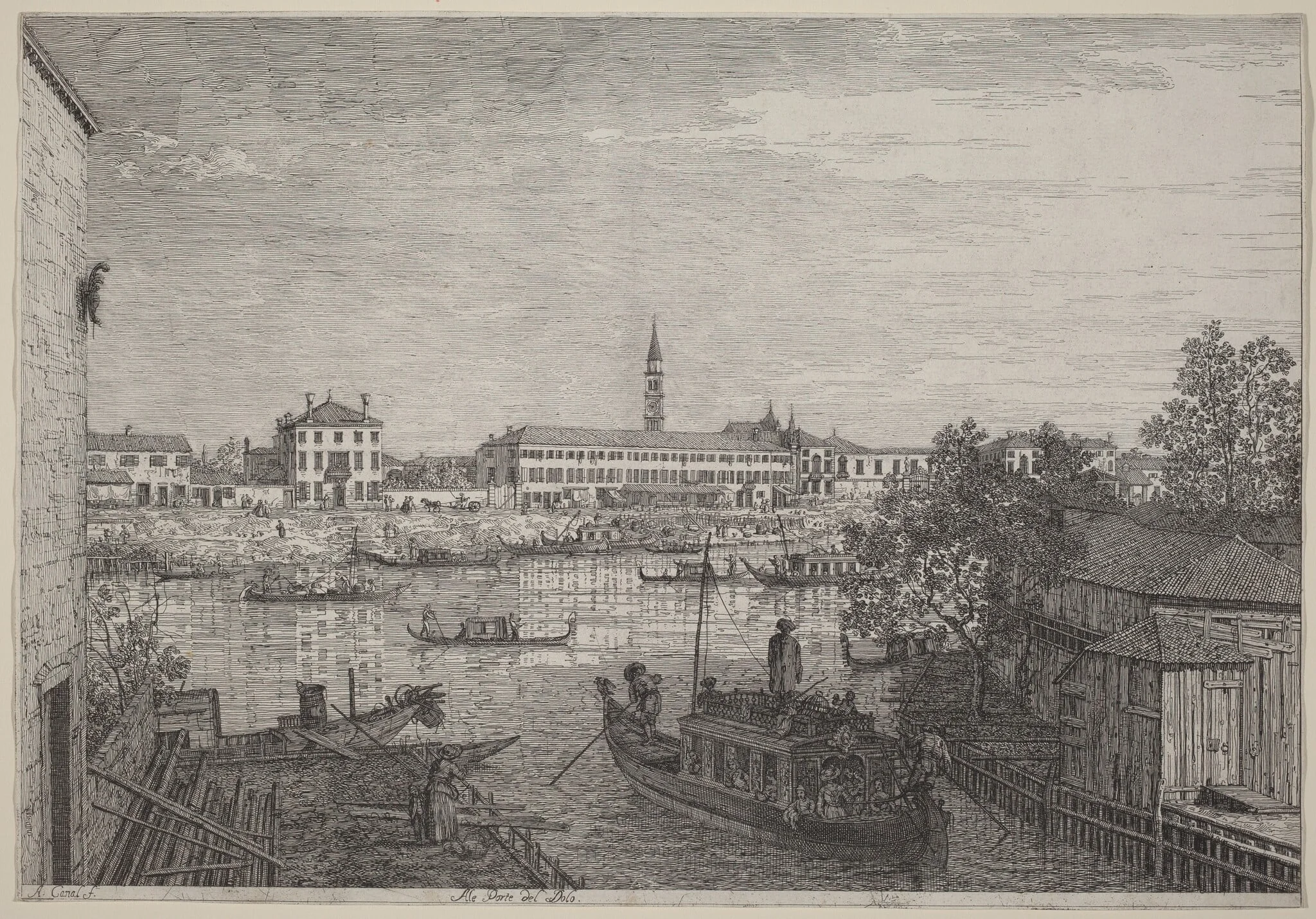 Ale Porte del Dolo, by Canaletto, ink, 1740