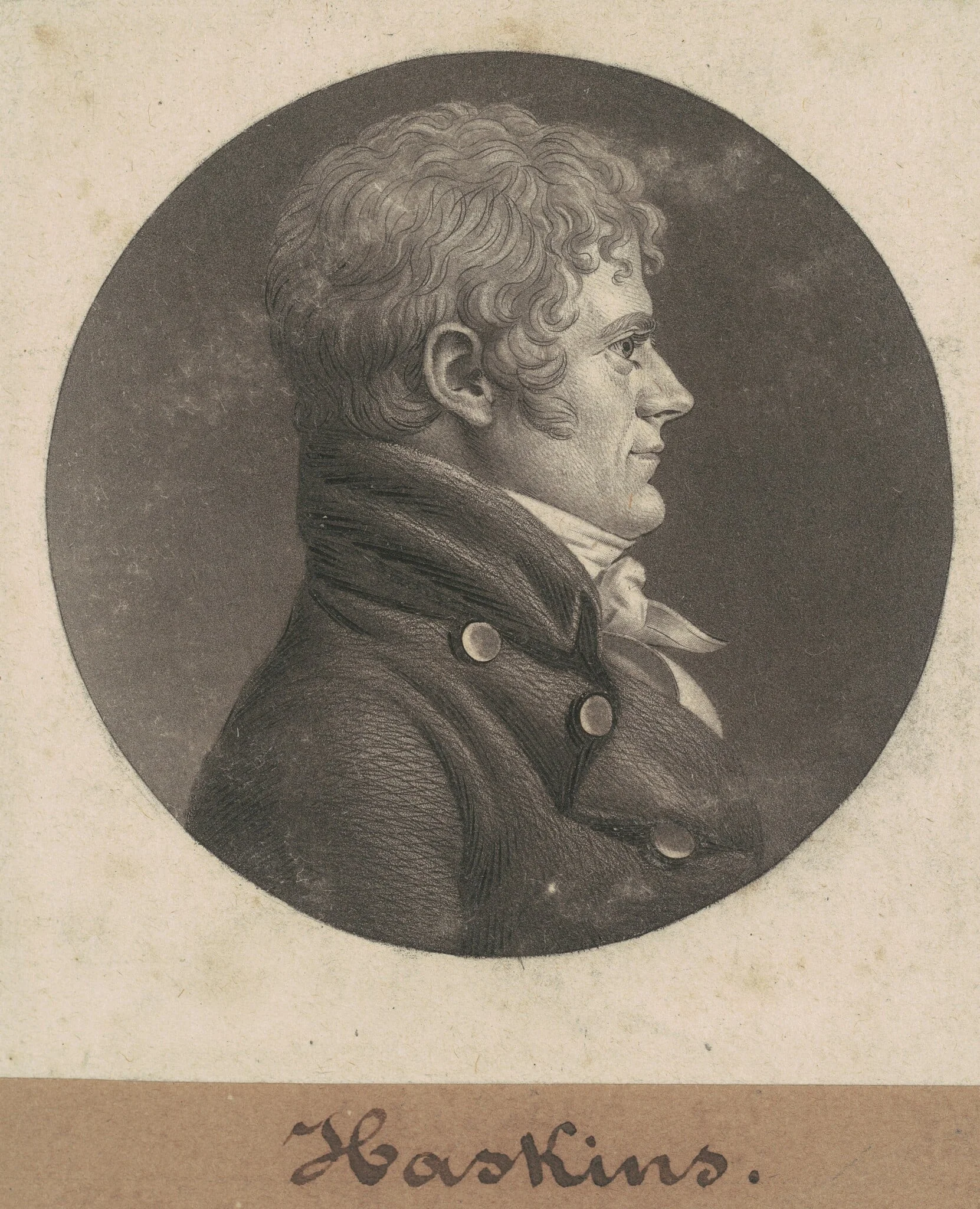 Joseph Haskins, by Charles Balthazar Julien Févret de Saint-Mémin, ink, 1803