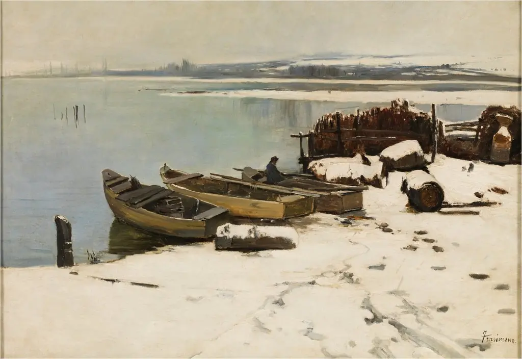 Snow-covered Banks of Lake Trasimeno