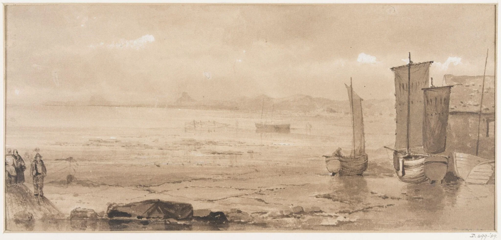 Seashore Study: Low Tide with Fishing Boats and Fisher Folk