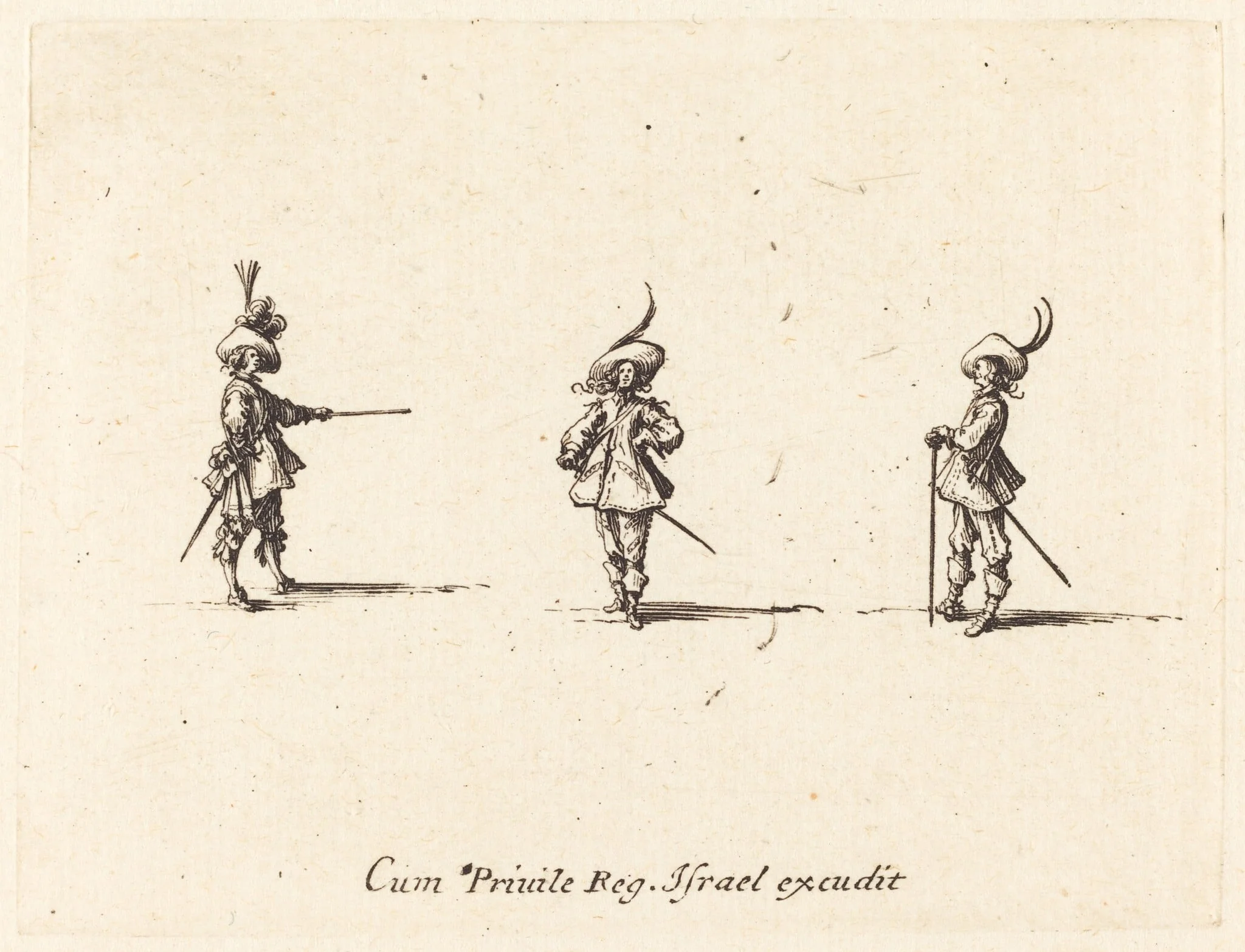 Unarmed Drill, by Jacques Callot, ink, 1634