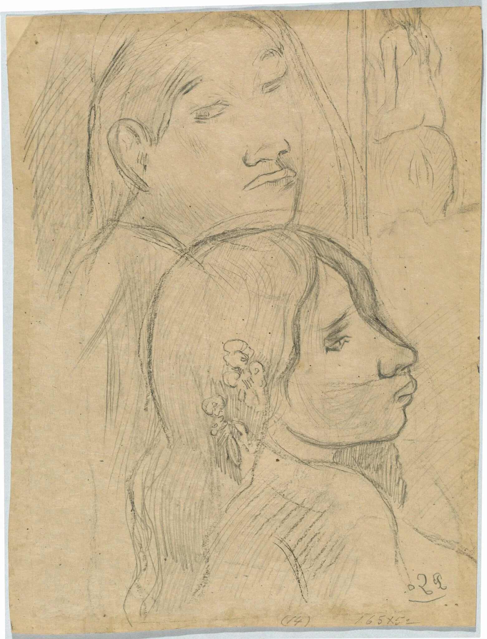 Two Marquesans [verso], by Paul Gauguin, graphite, 1902