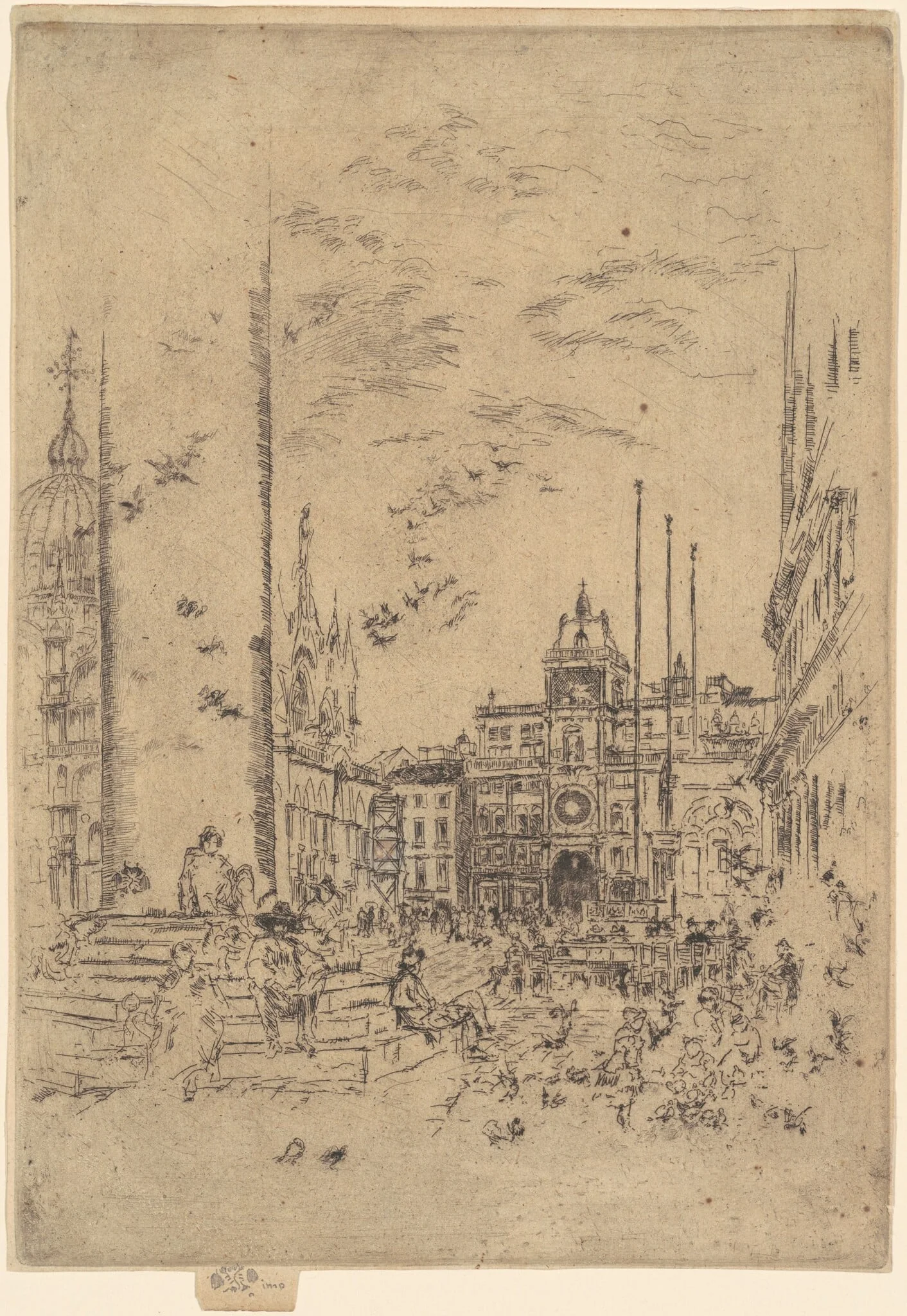 The Piazzetta, by James McNeill Whistler, ink, 1880