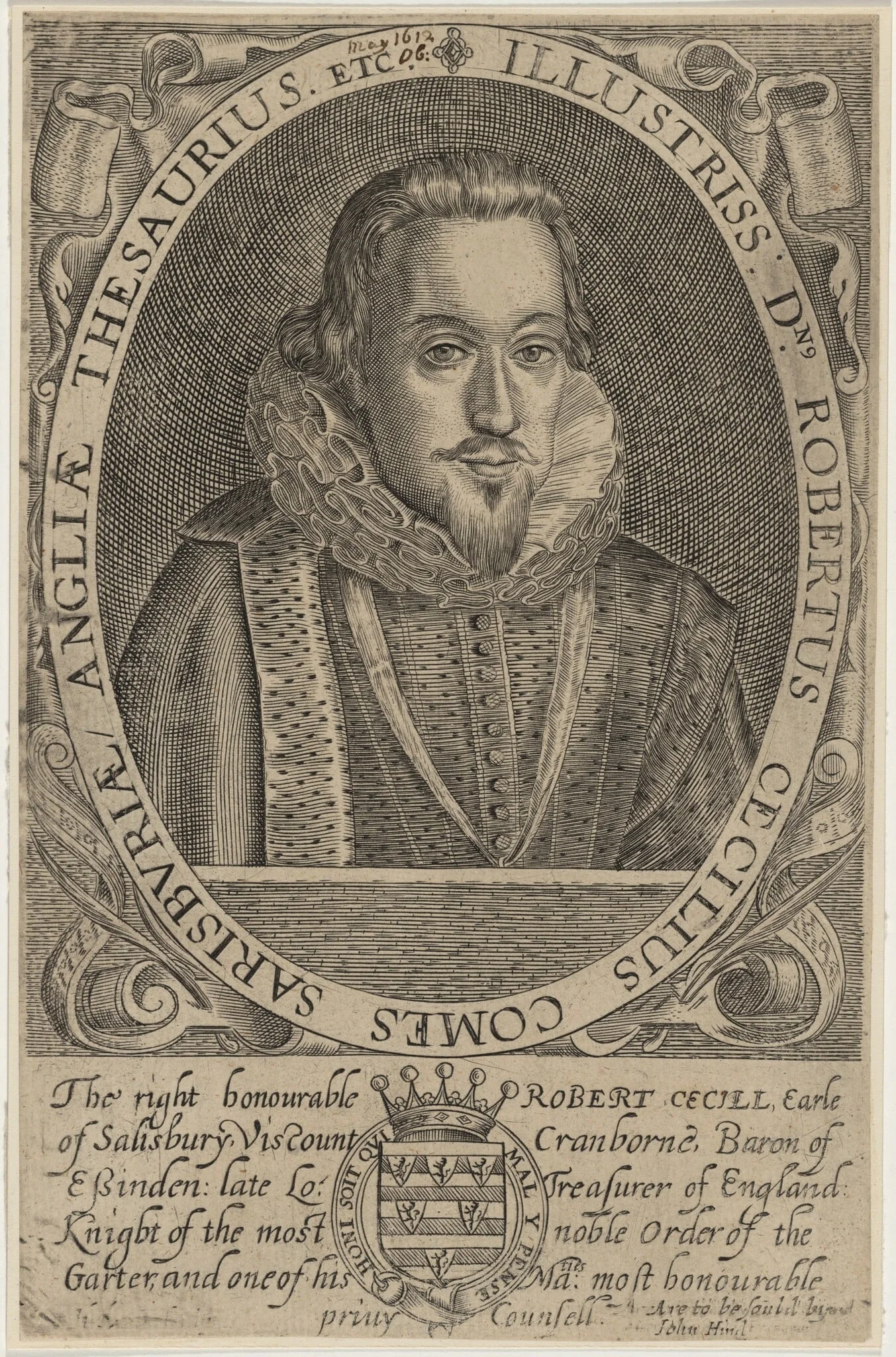 Robert Cecil, First Earl of Salisbury, by H. Stock, ink, 1625