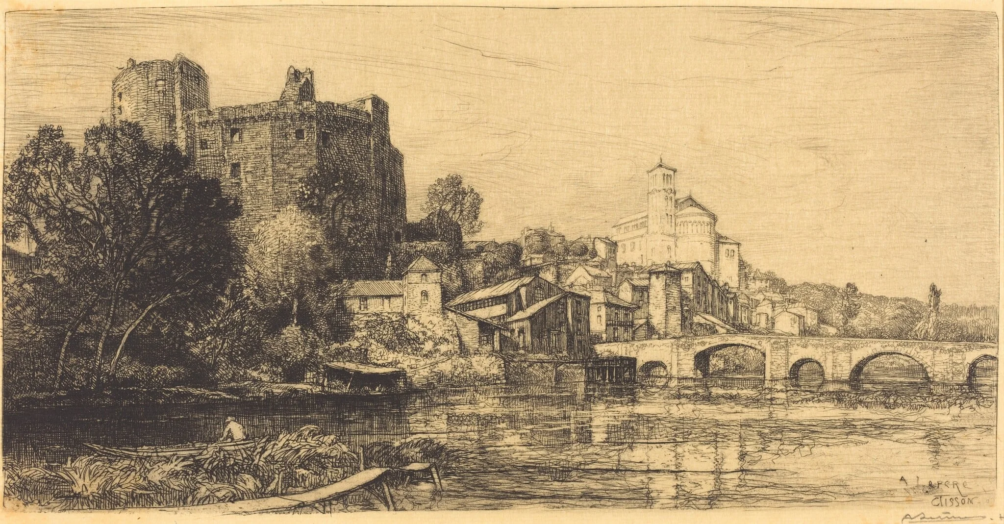Clisson (Lower Loire), by Auguste Lepère, ink, 1909