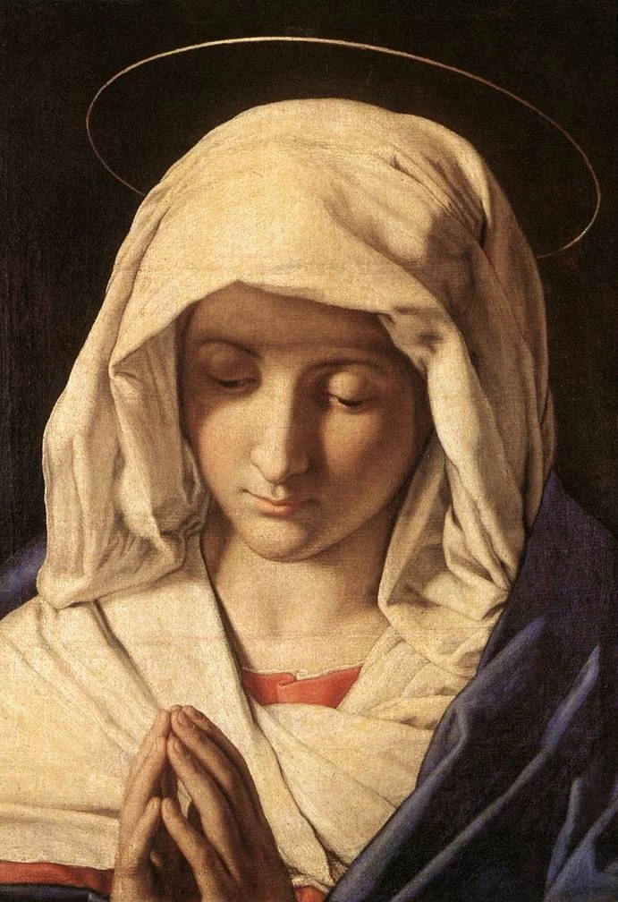 Madonna in Prayer, by Giovanni Battista Salvi da Sassoferrato, oil, 1640