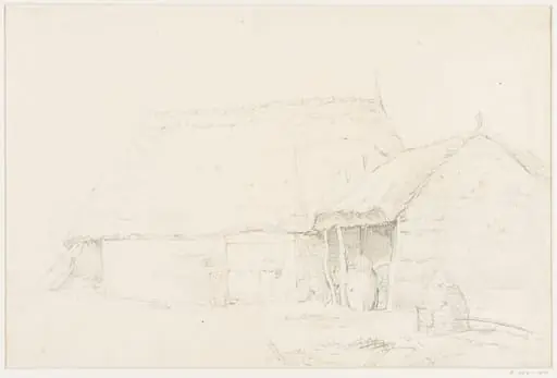 A thatched barn and shelter