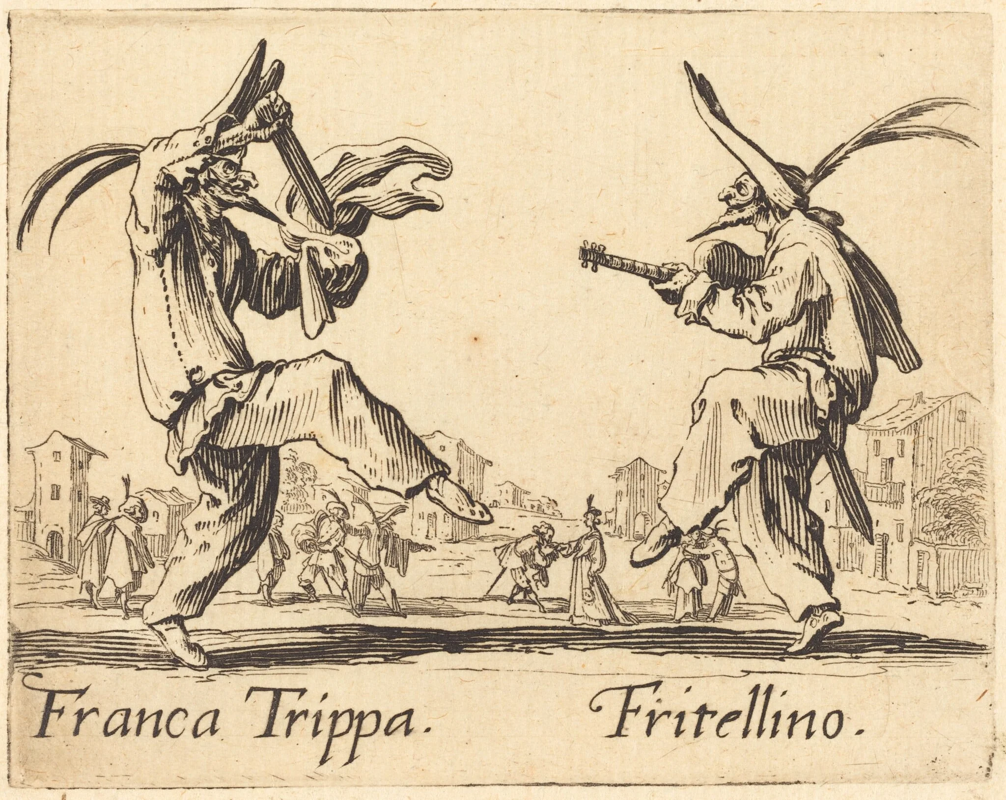 Franca Trippa and Fritellino, by Jacques Callot, ink, 1622