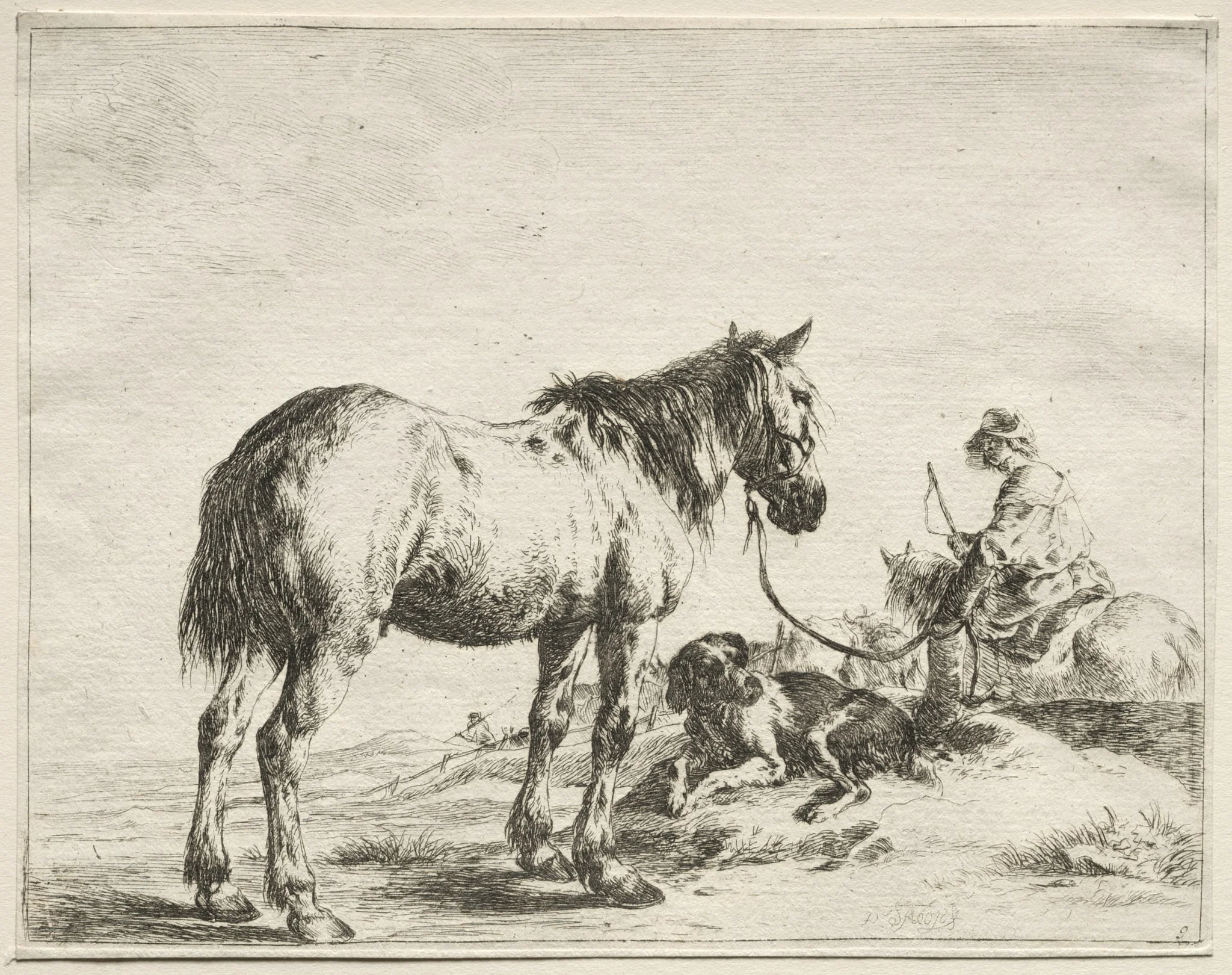 A Horse Fastened to a Stake, by Dirk Stoop, 1659