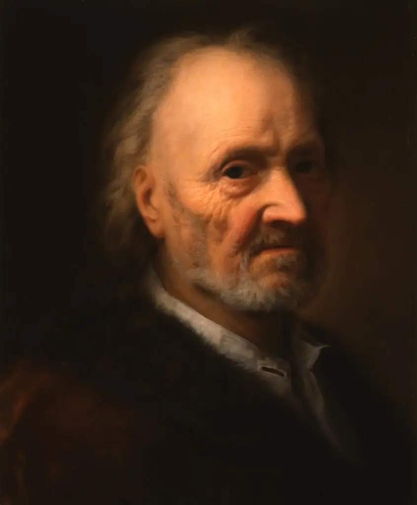 Portrait of an old man with a fur collar