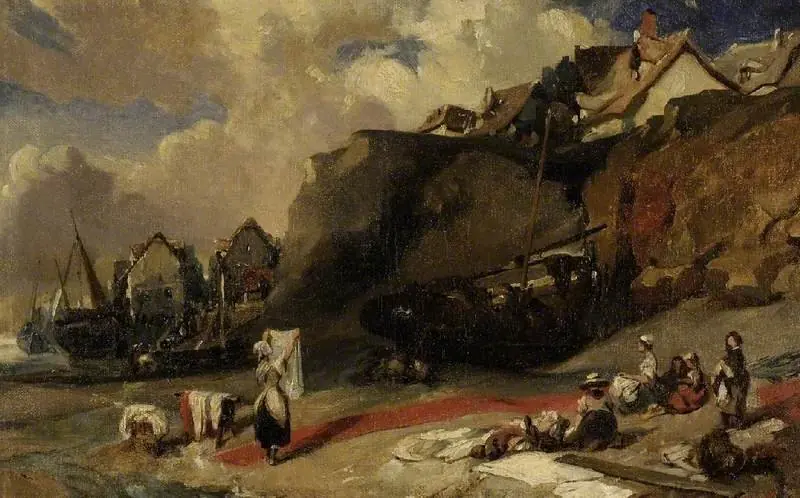 Washerwomen on the shore