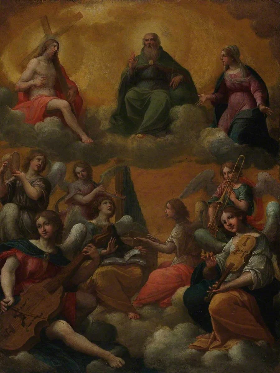 The Trinity with the Virgin Mary and musician angels