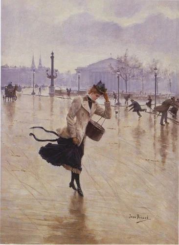 Windy Day, Place de la Concorde, by Jean Béraud, oil, 1896