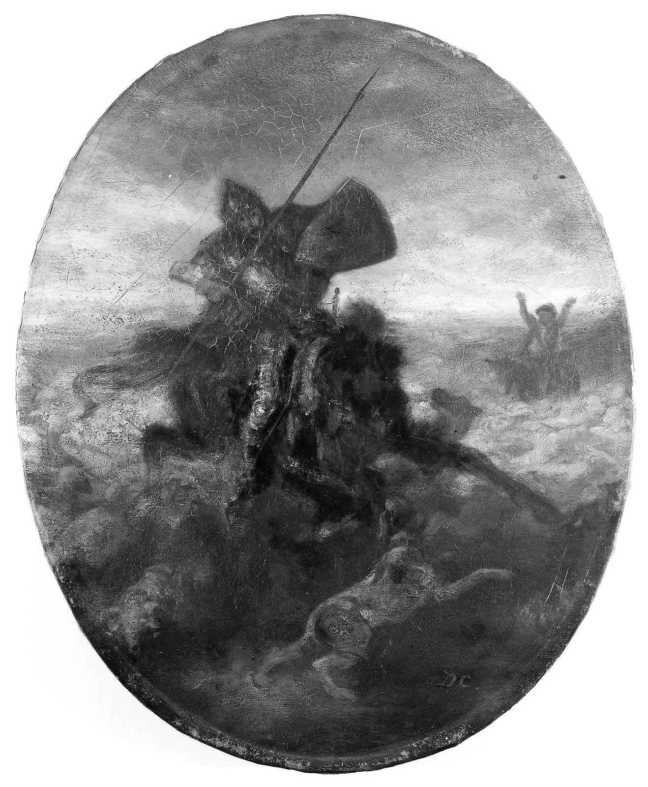 Don Quixote Charging the Sheep, by Alexandre Gabriel Decamps, oil, 1841