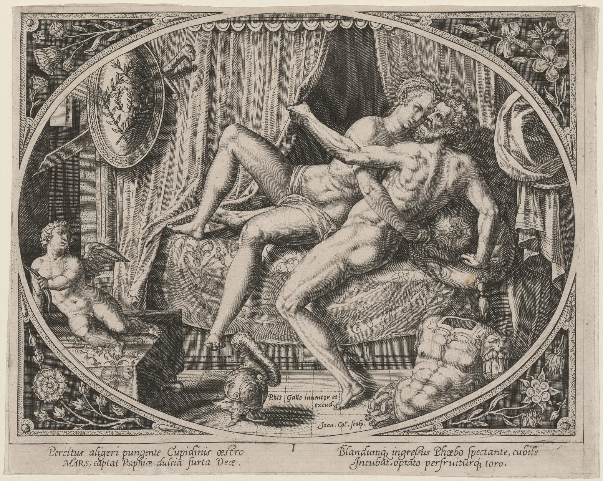 Mars and Venus Adulterous, by Hans the Younger Collaert, ink, 1580