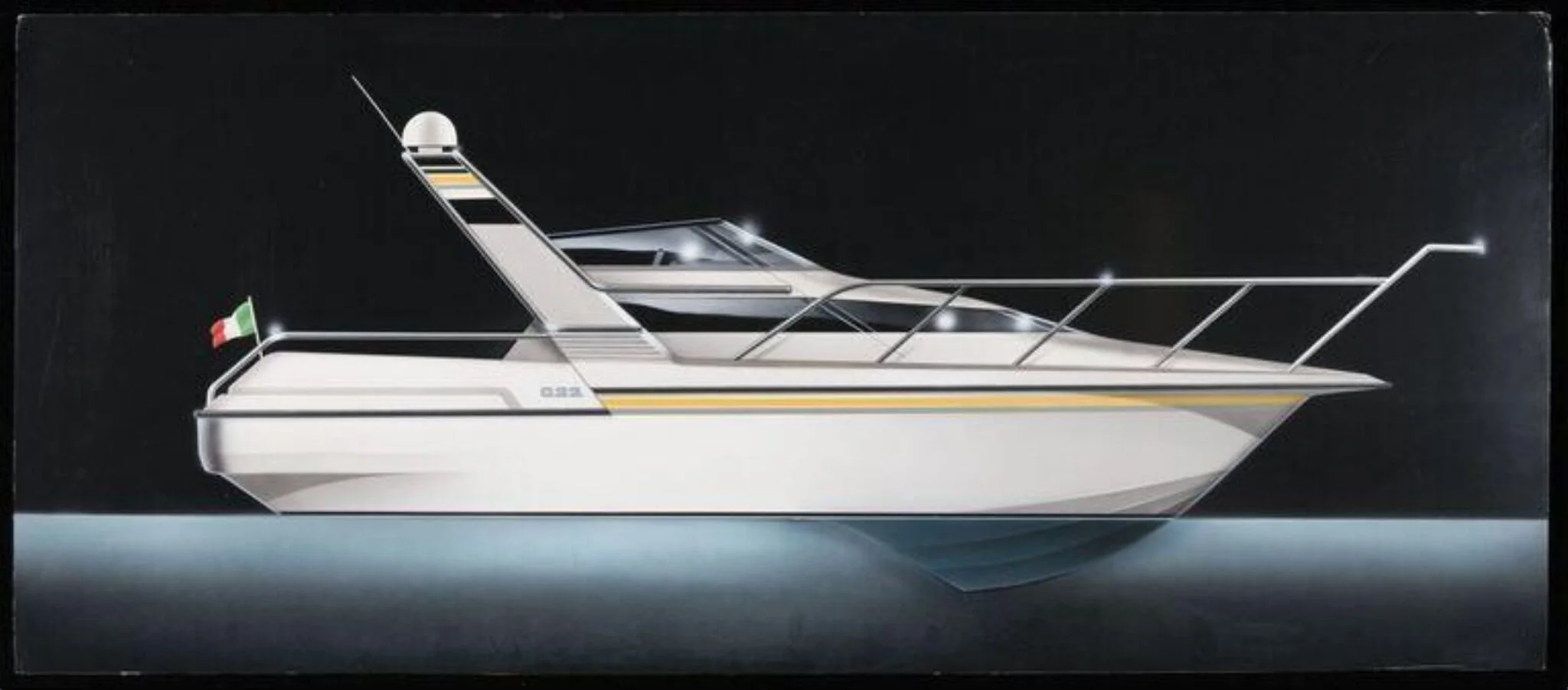 Presentation drawing for a speed boat, by Unknown, 1994