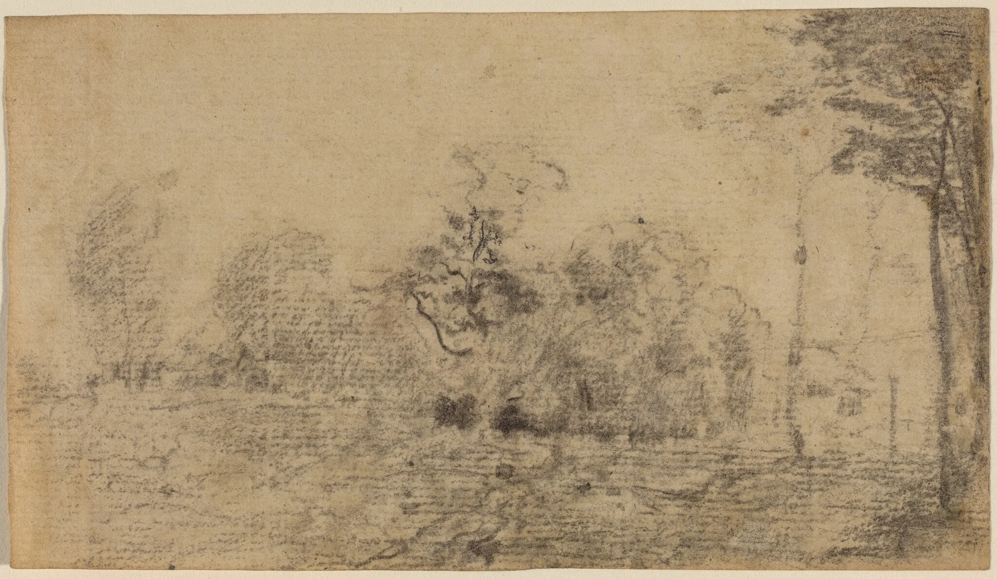 Landscape II, by Théodore Rousseau, chalk, 1840