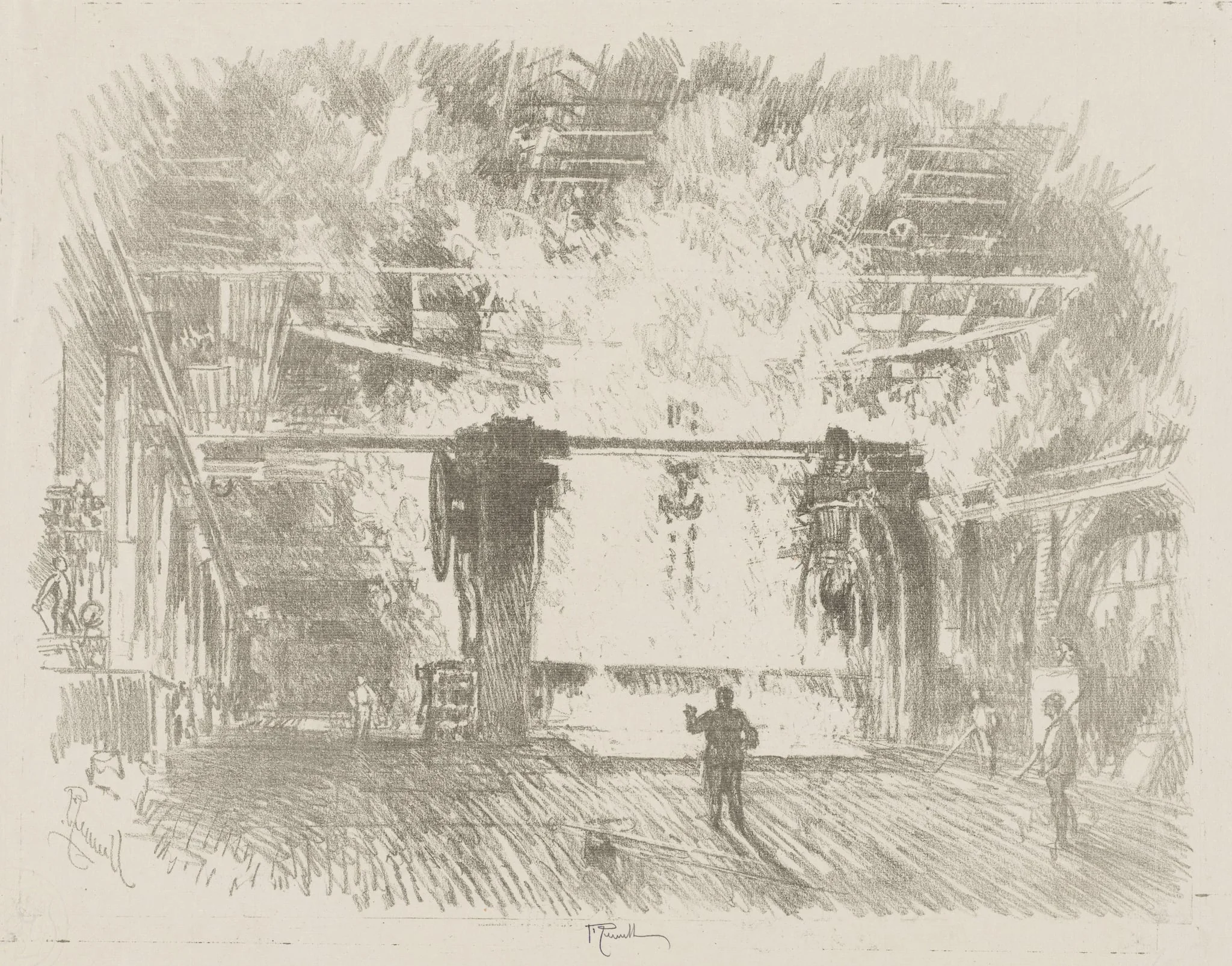 English War Work:  Making Armour-Plate, by Joseph Pennell, 1916