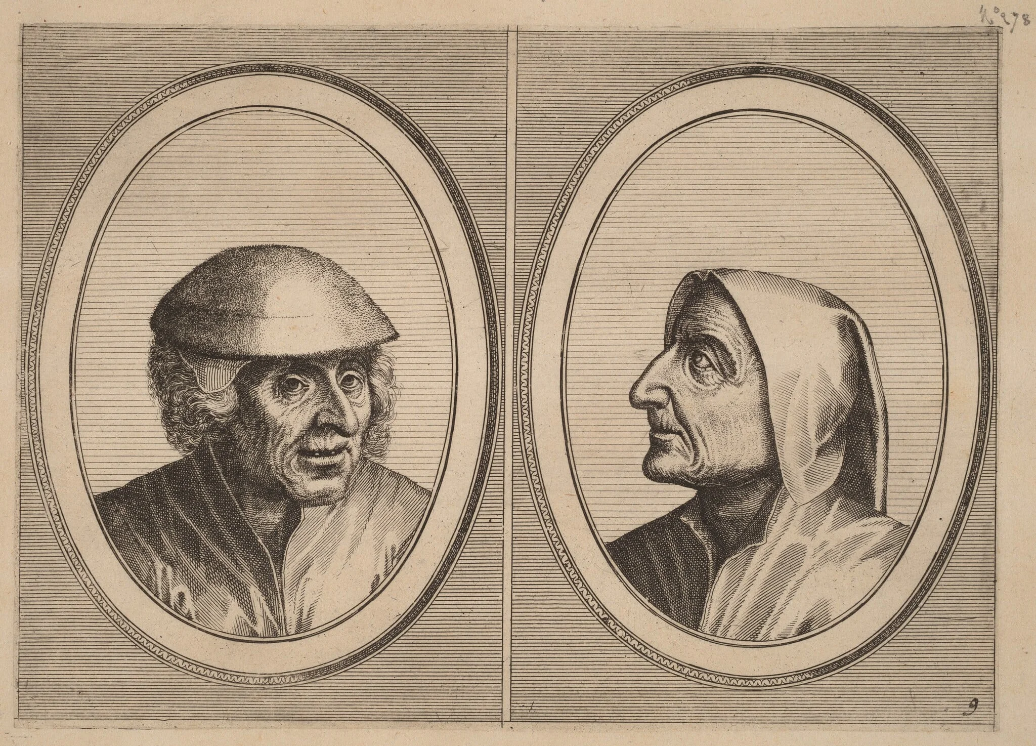 "Kees Geldt-sack" and "Kaarighe Truy", by Lucas van Doetechum, ink, 1564