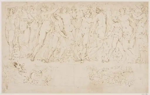 A Bacchic frieze; below, two studies of classical ornament