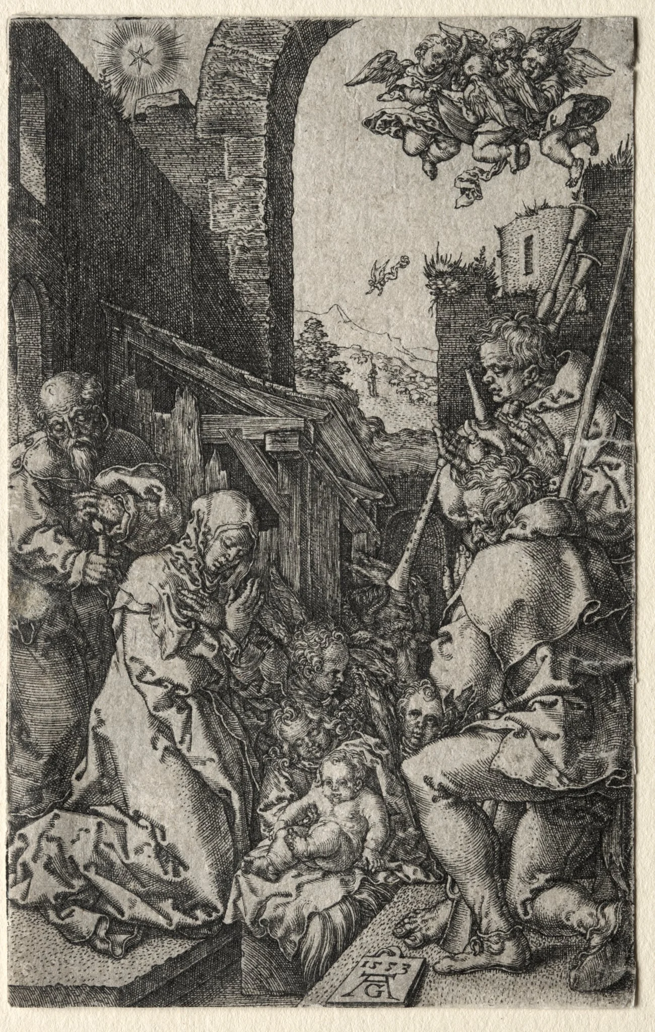 The Adoration of the Shepherds, by Heinrich Aldegrever, 1553