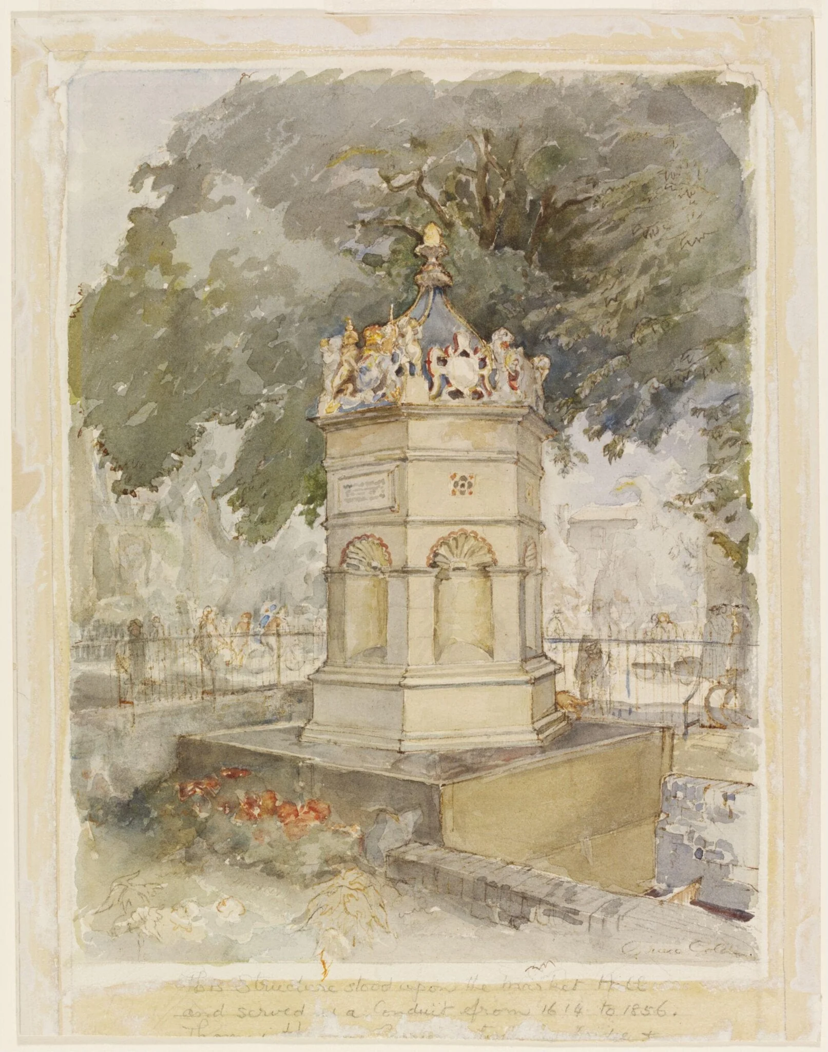 Hobson's Conduit, Cambridge, by Golden, watercolor, 1940