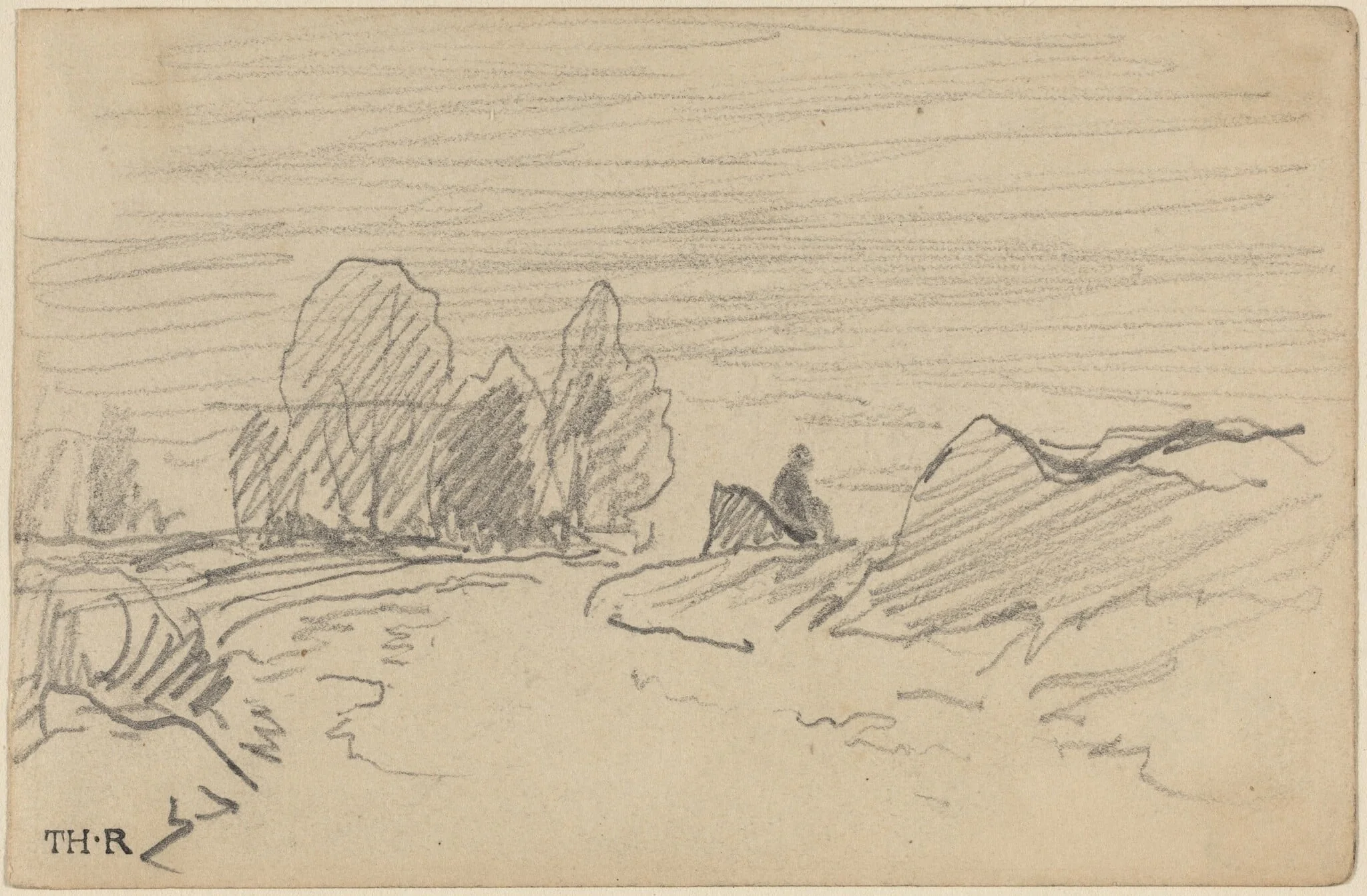 Landscape I, by Théodore Rousseau, graphite, 1840