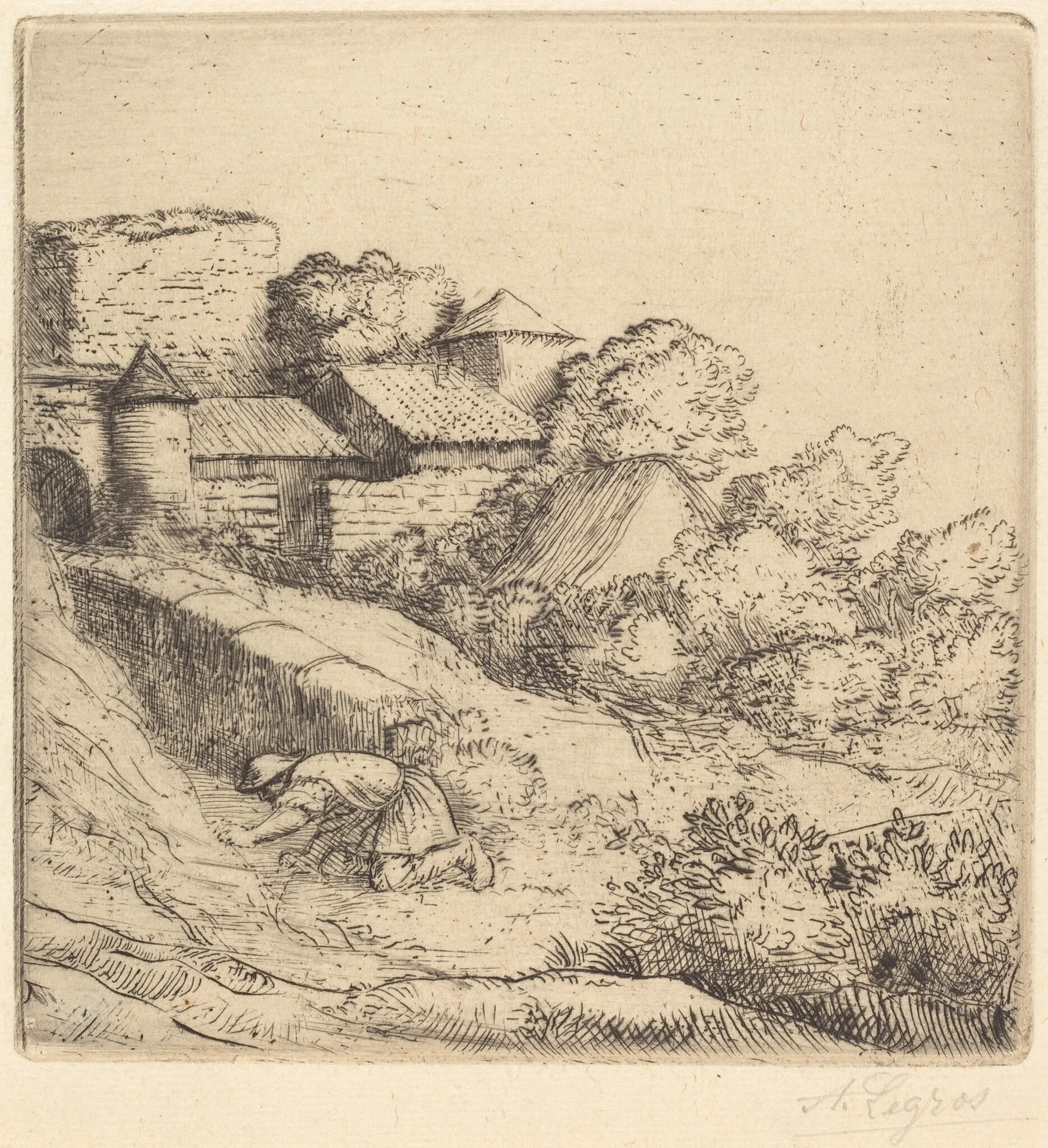 Little Burner of Grass (Le petit bruleur d'herbe), by Alphonse Legros, ink, 1874